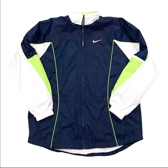 Vtg Nike Full Zip 90s Colorblock Neon Oversized Windbreaker Swoosh and Spell Out - Picture 1 of 15